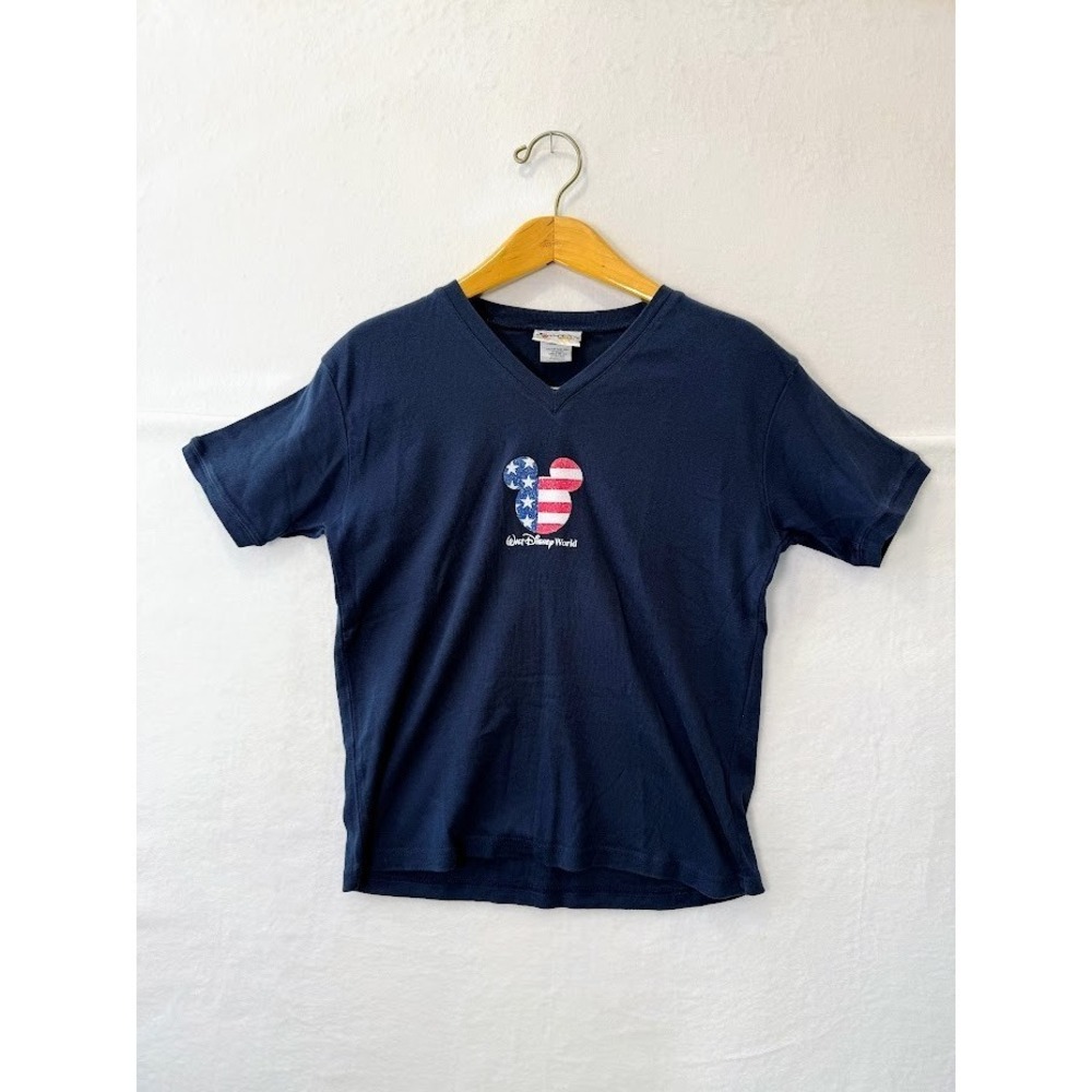 VTG 90s Y2K Medium Disney USA Flag Mickey Mouse Design Short Sleeve T-Shirt